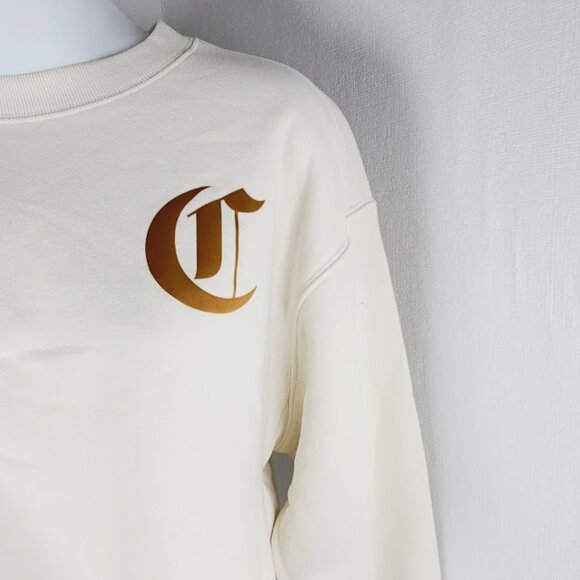 Champion Women's Ivory Reverse Weave Cut-Off Cropped Sweatshirt Size XS - Picture 4 of 9